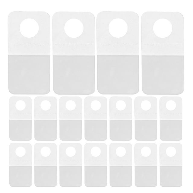Miangastore 250pcs Clear Self-Adhesive Hanging Tabs PVC Sticky Hooks Adhesive Display Tags Merchandise Hooks for Kitchen Bathroom Office