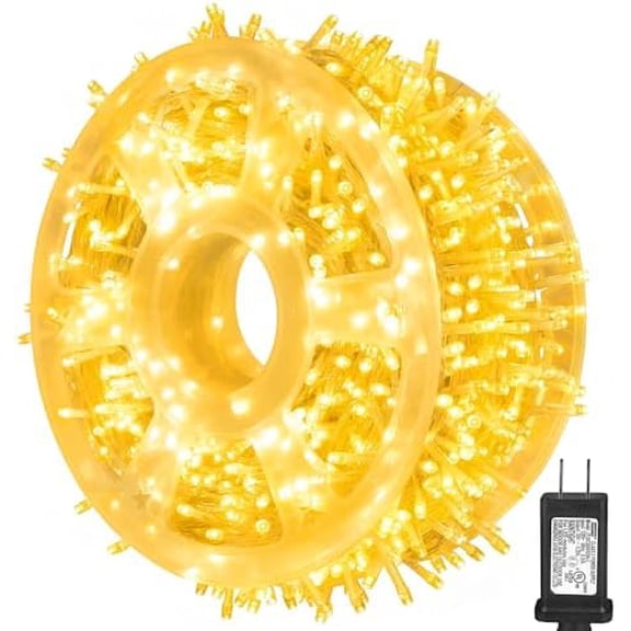 500 LED Christmas Lights, 164FT 8 Lighting Modes with Timer Plug in Waterproof String Lights for Outdoor Christmas Birthday Wedding Party Garden Balcony Decorations (Warm White)