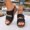 #0122-Black, variant on Women's Adjustable Strap Wedge Sandals, Open Toe Platform Mules, Cushioned Comfortable Slip On Slippers for Summer Beach Daily Gift