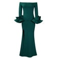 thumbnail image 2 of Off The Shoulder Mermaid Prom Dress Pleated Backless Evening Formal Ball Gown, 2 of 8