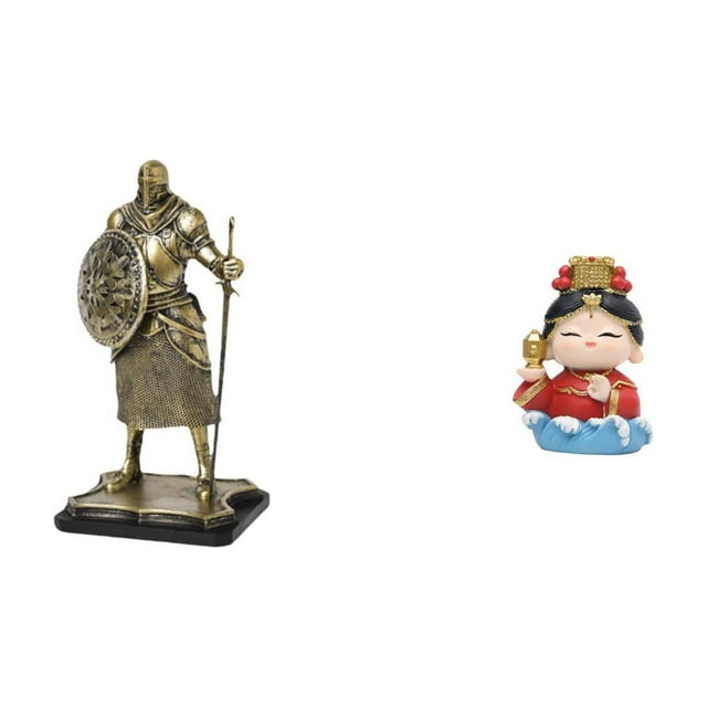 Escultura de resina de caballero europeo y su madre. Adorno de escritorio creativo. Figura decorativa para sala de estar, entrada, dormitorio, armario
