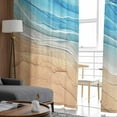 thumbnail image 4 of Blue Ombre Coastal Semi Sheer Curtains 96 Inch Length 2 Panels Set, Summer Nautical Beach Ocean Seaside Sheer Kitchen Curtain Privacy Voile Window Curtain for Living Room Bedroom Rod Pocket Drapes, 4 of 7