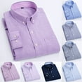 thumbnail image 6 of Mens Long Sleeve Oxford Plaid Striped Casual Shirt Front Patch Chest Pocket Tops, 6 of 9