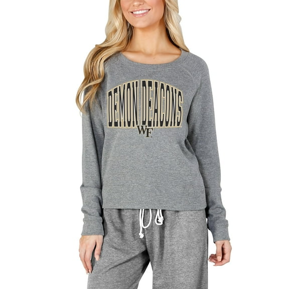 Women's Concepts Sport Gray Wake Forest Demon Deacons WF Mainstream Terry Long Sleeve Top