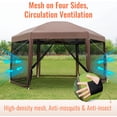 thumbnail image 4 of NiamVelo Camping Gazebo Tent 13'x13' Hexagonal Gazebo Pop Up Gazebo Screen Canopy Gazebo with Mosquito Netting & Carry Bag, Brown, 4 of 7