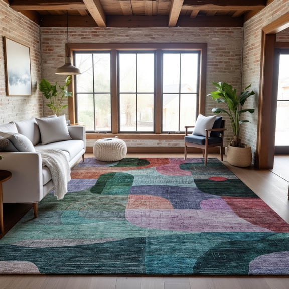 Addison Rugs Mayfield Premium Machine Washable Transitional Modern Green Rectangle Rug, 9' x 12'