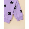 thumbnail image 5 of Cenuakty Baby Girls 2-piece Outfit, Cat Print Long Sleeve Crew Neck Sweatshirt with Elastic Waist Sweatpants Fall Clothes, 5 of 9