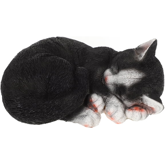 MLINS  Animal Figurine Figurines Solar Garden Cat Statues Planters Toy Black