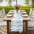 thumbnail image 4 of Table Runners 72 Inches Long Dress Scarves, Blue Stripes Farmhouse Kitchen/Dining Table Runner, Coffee Tablerunners, Modern Gradient Abstract Ocean Waves Lines 16x72 Inch, 4 of 9