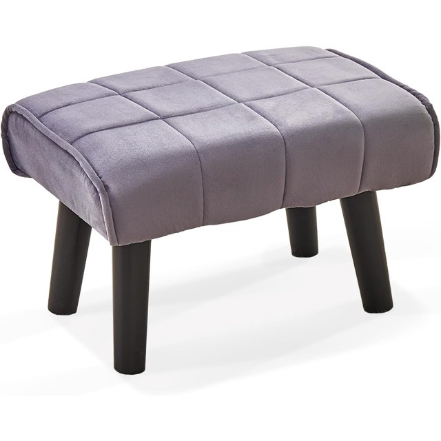 Small Foot Stool Ottoman with Solid Wood Legs Velvet Soft Padded Pouf Sofa Footrest 16 Inch 2-Pack Pink
