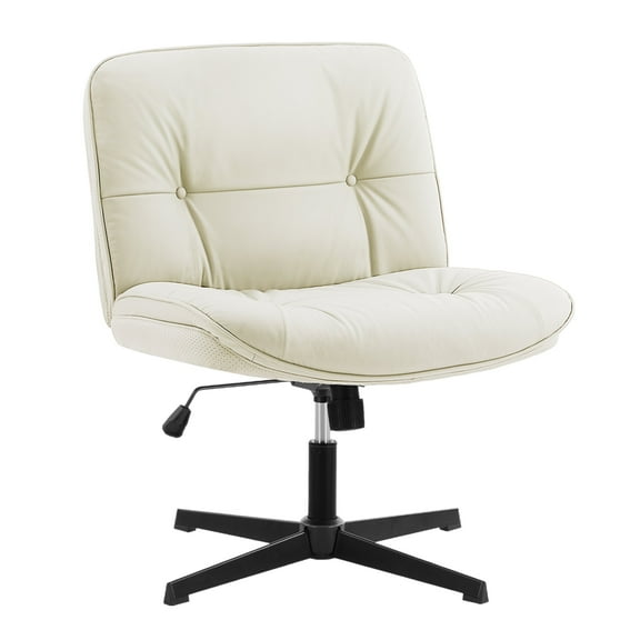ZUNMOS Armless Office Chair, Wide Ergonomic Design, Height Adjustable, Beige