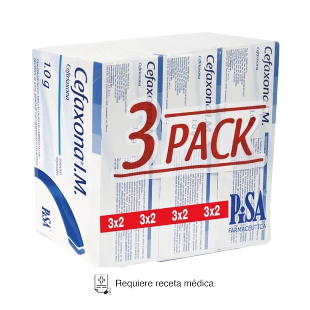 Cefaxona Ceftriaxona 1 g I.M. solución inyectable 3 pack
