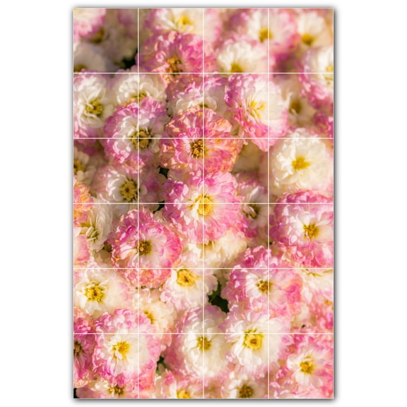 Picture-Tiles.com: Flowers Ceramic Tile Wall Mural WAL500614-46L. 32"W x 48"H using (24) 8" x 8" Ceramic Tiles-Satin Finish