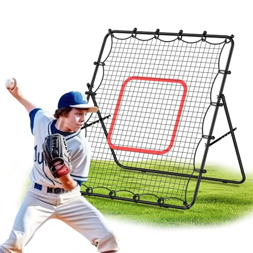 Baseball Rebounder Net 4X4.5 FT, Adjustable Bounce Back Trainer for Soccer, Volleyball, Softball & Lacrosse, Folding Rebounder for Passing & Shooting Practice, Soccer Rebound Net