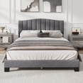 thumbnail image 6 of Costway Modern Upholstered Bed Frame Queen Size Platform Bed with Wooden Slat Support, 6 of 12