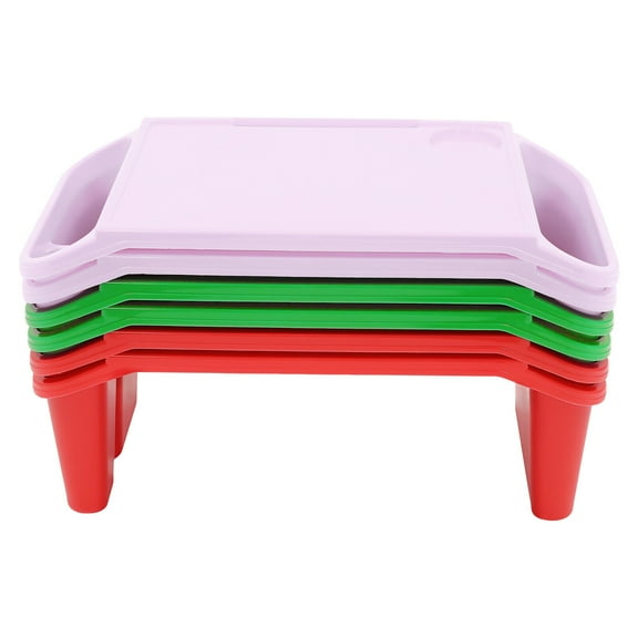 6 Pcs Stackable Kids Lap Desk Trays, Lap Desks with 2 Storage Slots, Portable Activity Table for Writing, Eating, Homework, Games, Classroom, PP, 19.69" L X 9.84" W X 7.09" H