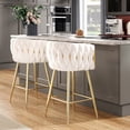 thumbnail image 4 of BISHE Counter Height Bar Stools Set of 2 – 26 Inch Modern Mid-Century Kitchen Island Stools with Backs & Sturdy Metal Legs, Beige, 4 of 6