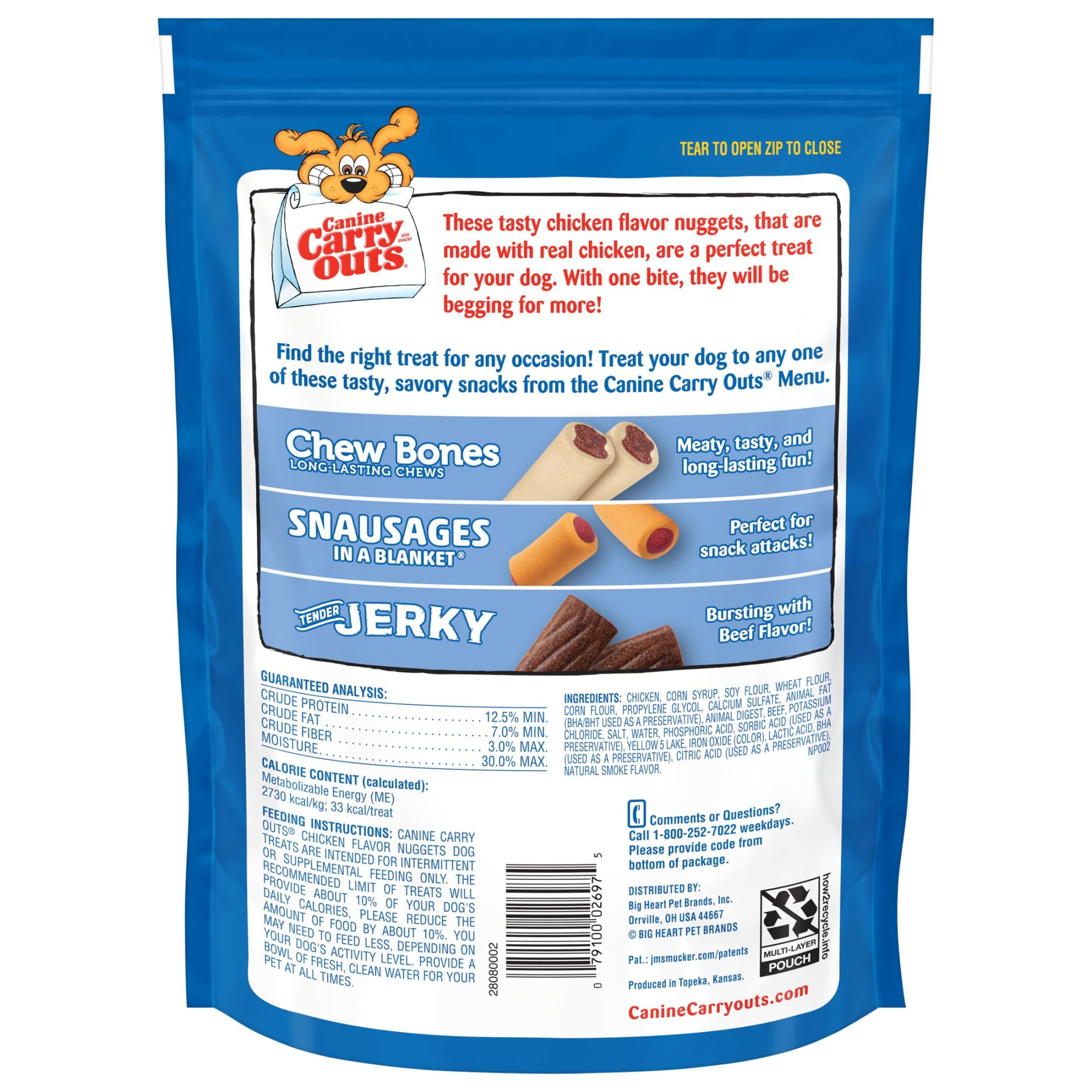 (6 pack) Canine Carry Outs Chicken Flavor Nuggets Dog Snacks, 22.5 oz