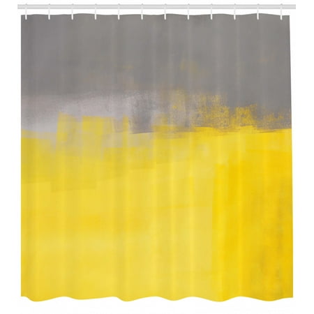 Grey And Yellow Shower Curtain Grunge Street Style Painting Brush
