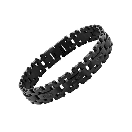 Men's 0.15 ctw Black Diamond Black Finish Steel Link Bracelet