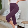 thumbnail image 6 of JUSLIO Capris for Women Button High Waist Solid Slim Yoga Workout Capris Leggings, 6 of 9