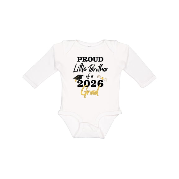 Inktastic Proud Little Brother of a 2026 Grad Boys Long Sleeve Baby Bodysuit
