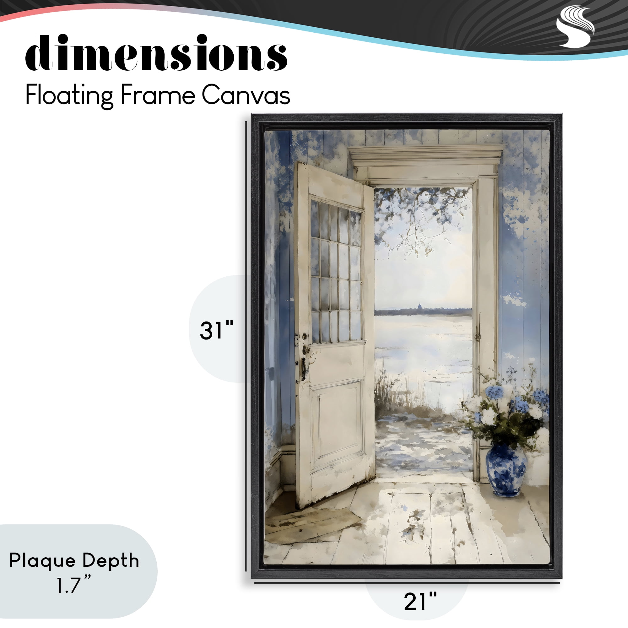 Stupell Industries Blue Country Cottage Doorway Black Framed Floater Canvas Wall Art, design by LSR Design Studio