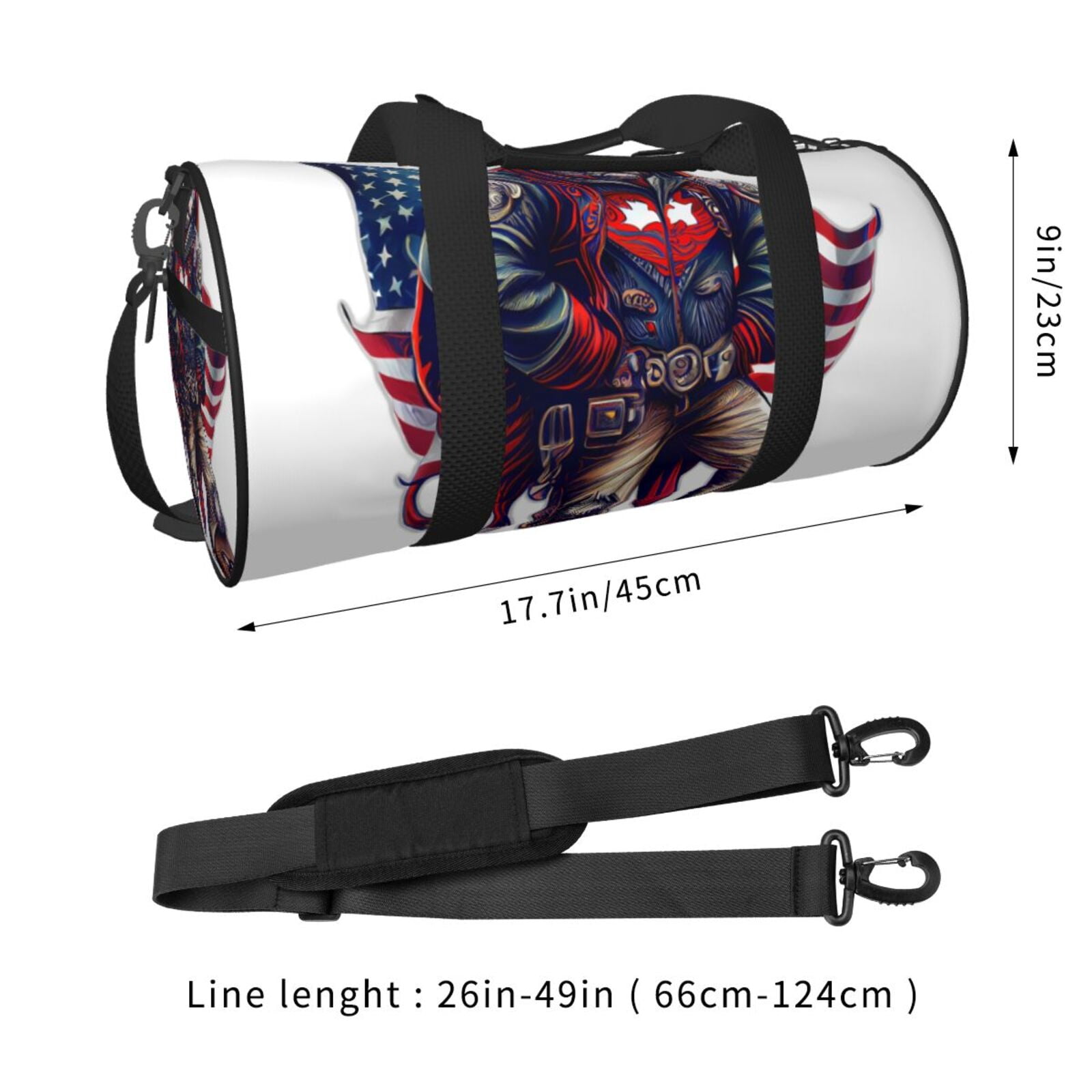 Vsdgher Cool Patriotic Buffalo Cowboy 45L Foldable Duffel Bag, Sports Gym Bag,Overnight Bag, Portable Weekender Bag for Airplanes
