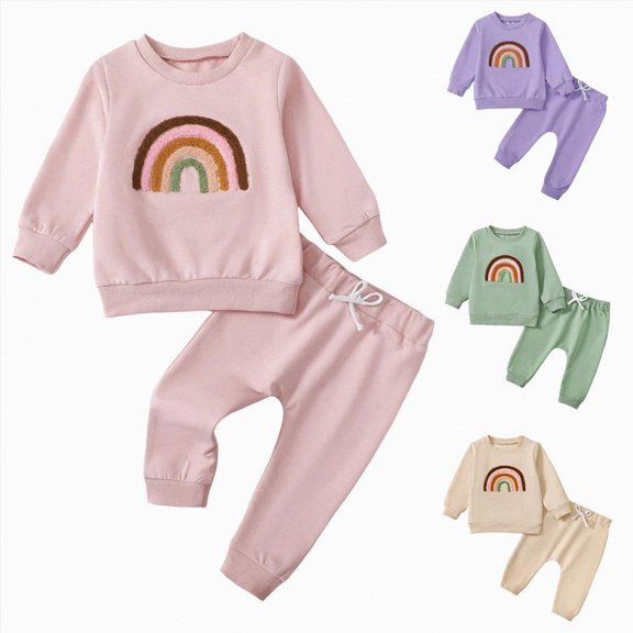 2-3 Years Toddler Toddler Clothes For Baby Girls Cute Strawberry Long Sleeve Sweatshirt Pants Girls Warm Fall Winter Outfits Set Purple Girl Set