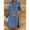 thumbnail image 2 of utcoco Denim Dress for Women 2026 Casual Loose Long Sleeve Classic Vintage Button Down Jean Shirt Dresses with Pockets, 2 of 8