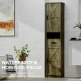 thumbnail image 5 of Oufan Tall Cabinet, Slim Storage Cabinet, Narrow Freestanding Floor Cabinet with 1 Drawer & 2 Barn Doors for Bathroom, Living Room, Entryway,Kitchen, 14" D x 11" W x 69" H, Gray, 5 of 7