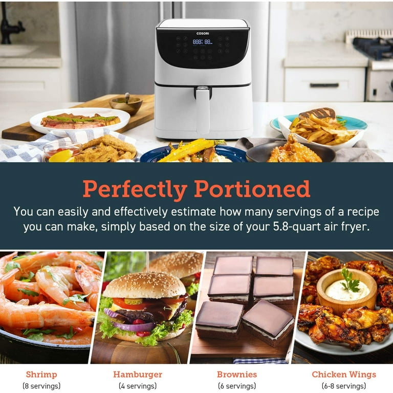 COSORI Air Fryer Max XL(100 Recipes) Electric Hot Oven Oilless Cooker LED  Touch Screen with 13 Cooking Functions,Preheat and Shake Reminder, Nonstick  Basket, 5.8 QT, DIGITAL-Creamy White 