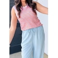 thumbnail image 2 of Women's Pink Stripe Textured Knit Sleeveless Sweater Top – Casual Summer Style, XL, 2 of 11