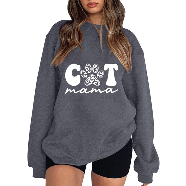 Gibobby Sudadera mujer Sudadera de Manga Larga para Mujer de Gran tamaño de otoño de Talla Grande Holgada Cuello Redondo atlético Y-2K(Gris,G)