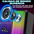 thumbnail image 3 of Bocinas Para Pc, Laptop Y Portatiles Con Conexión Usb Y Jack 3.5mm Sonido Estéreo 2.0  Diseño Compacto Y Luces Led Rgb, 10w, con control de volumen Altavoz multimedia Color Negro, 3 of 6