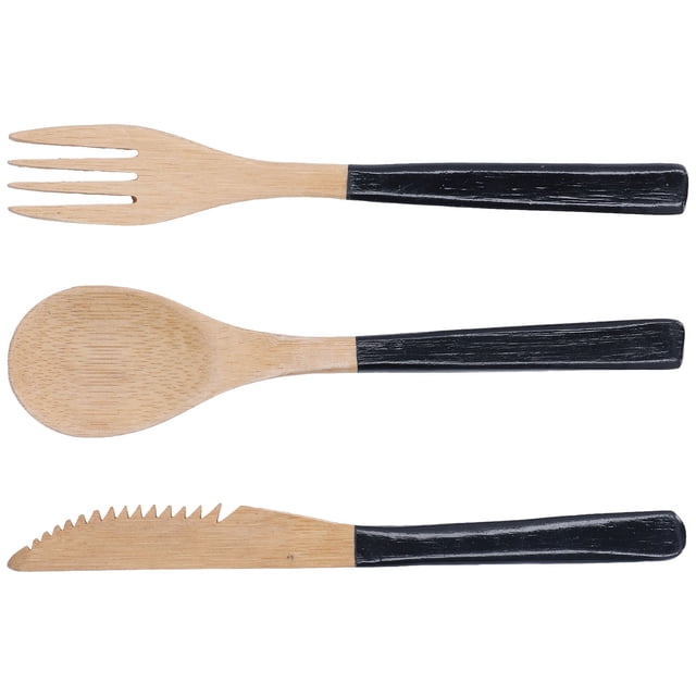 Kitchen Cutlery Set, Exquisite Japanese Wooden Cutlery Set Safe For Kitchen Black,White