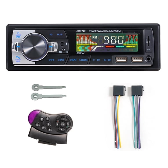 Car Radio Audio 1din Bluetooth Stereo MP3 Player FM Receiver 60Wx4 With Remote Control AUX/USB/TF Card In Dash Kit ,Easy to Install