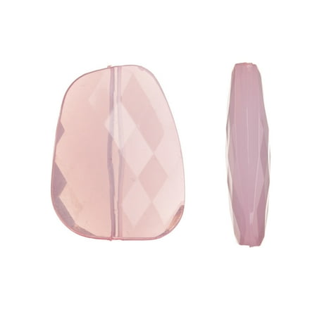 Large Faceted Flat Acrylic Beads, Rounded Faceted Puffed Flat Trapezoid, Clear Purple, 40x30mm Sold per pkg of 12 ()