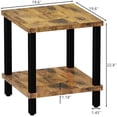 thumbnail image 3 of Large End Table Square Side Table Modern Sofa Table 20 Inch Industrial Coffee Table NightStand with 2-Tier Storage Shelf for Living Room Bedroom Rustic Brown MLBZ06R, 3 of 9