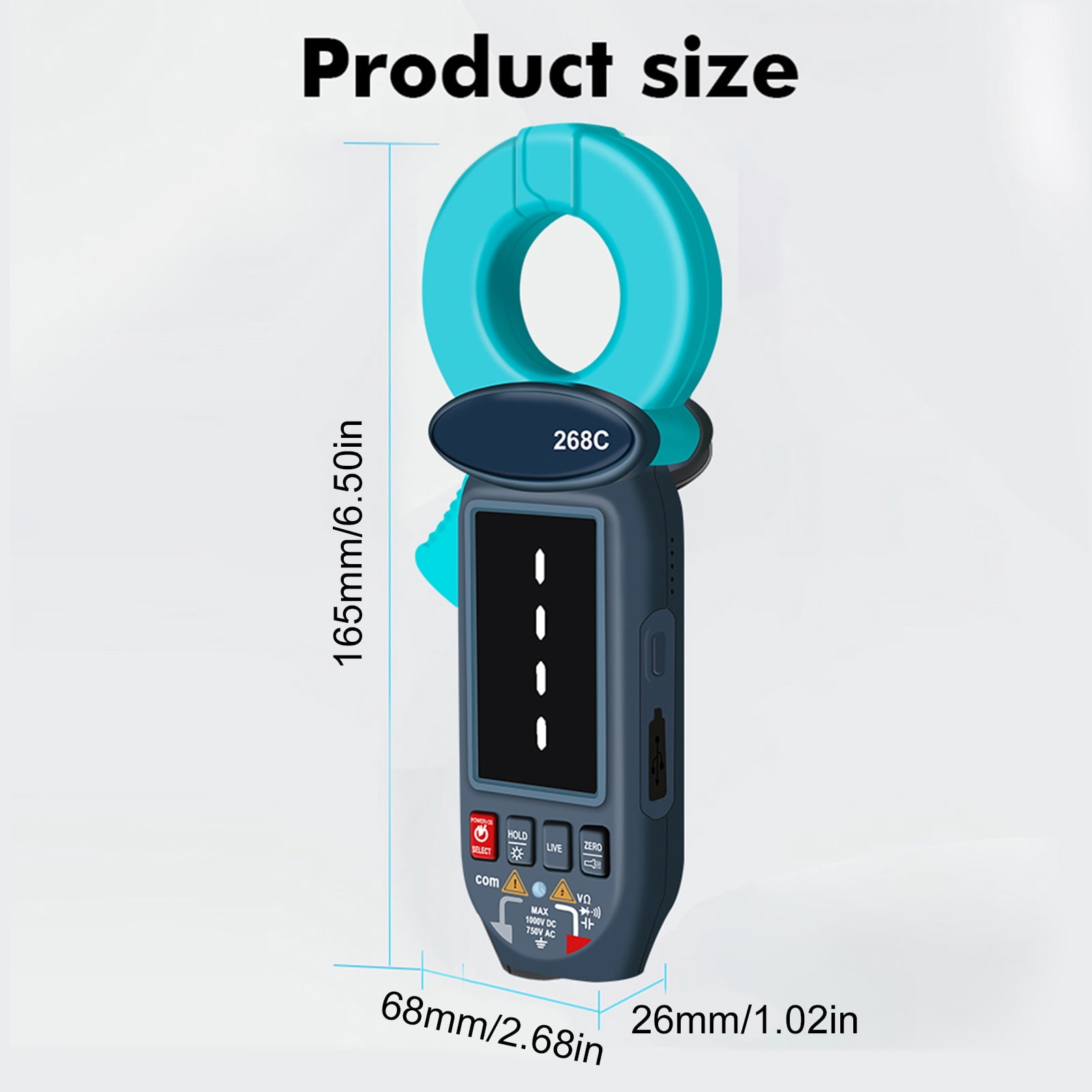 Hard Hat Electrical Clamp Meter, Digital Clamp Multimeter Voltage Tester TRMS 5999 Counts Current Tester, Voltmeter Measures AC DC Voltage Current Capacitance Temperature Diode Continuity
