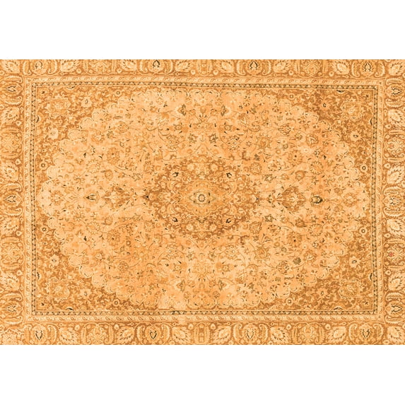 Ahgly Company Indoor Rectangle Abstract Orange Modern Area Rugs, 5' x 7'