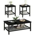 thumbnail image 3 of MIERES Living Room Coffee Table Set, Coffee Table and Side Table Combination, Metal Frame Coffee Table Set, Suitable for Living Rooms, Apartments, Offices, Black, 3 of 12