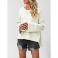thumbnail image 6 of Women Crewneck Sweaters Bell-Style Sleeve Batwing Knit Tops Slouchy Soft Pullover Tops Color L, 6 of 10