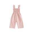 thumbnail image 1 of Baby Girl Rompers Ruffle Sleeveless Plaid Print Smocked Jumpsuit Pants, 1 of 7