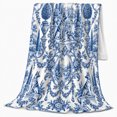 thumbnail image 2 of German Shepherd Toile Garden Blue White Porcelain, Peaceful Pet Portrait Pattern, Warm Flannel Blanket for Living Room and Reading Nook, Dog Lovers Friendship Gift, Pet Lover Home Decor, 2 of 9