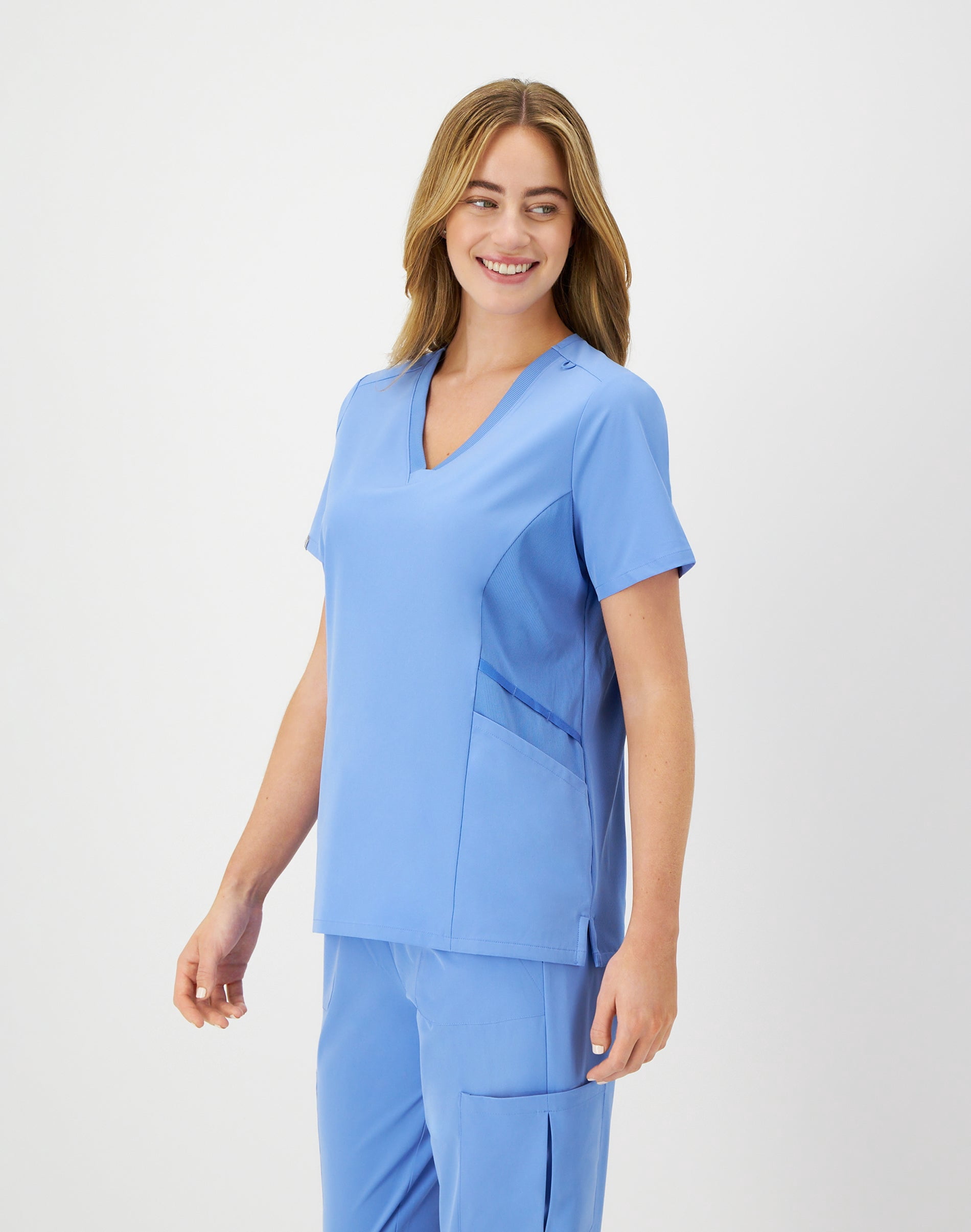 Hanes Comfort Fit Scrubs Women's Scrub Top Ceil Blue M