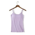 thumbnail image 2 of Defitshape Women's Cami Tank Top Sleeveless Vest Soft Basic Padded Summer Fitted Spandex Casual Pull On Thin Top Light Purple 3X-Large, 2 of 5