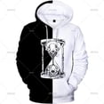 thumbnail image 3 of Sudadera con capucha de moda Harajuku para hombre, sudadera con capucha Y2K en blanco y negro con estampado de reloj de arena en 3D para niños, sudaderas con capucha de manga larga, 3 of 5