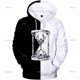 thumbnail image 3 of Sudadera con capucha de moda Harajuku para hombre, sudadera con capucha Y2K en blanco y negro con estampado de reloj de arena en 3D para niños, sudaderas con capucha de manga larga, 3 of 5