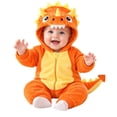 thumbnail image 3 of KPOPLK Dino Infant Romper Hooded Outfit Unisex Halloween Bodysuit Long Sleeve Zipper Jumpsuit Bodysuit for 3 6 9 Months(Orange,1-3 Months), 3 of 8